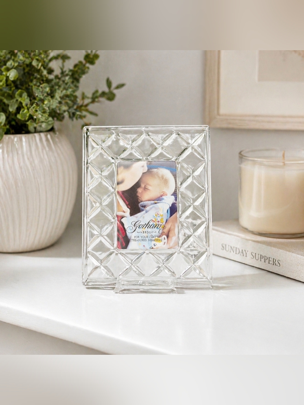 Gorham Sentimental Traditions Mini Glass Frame 1.75” x 2.5” Opening NIB Keepsake